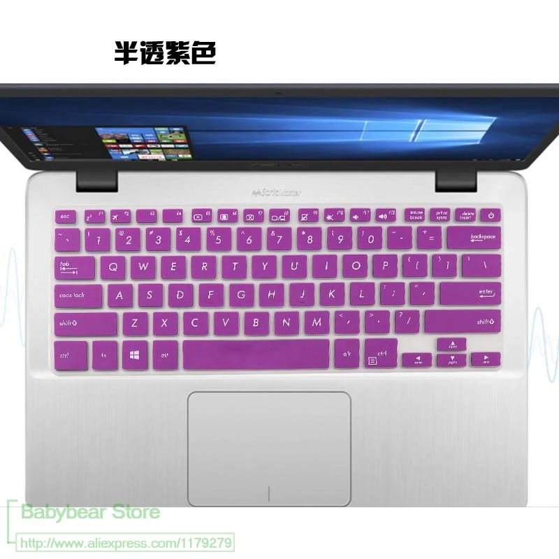 14 дюймов клавиатура защитное покрытие для Asus Vivobook 14x407 мкФ A407UF A411UF X411 X407 PU404 TP401NA/CA TP410 P5440 М ноутбук - Цвет: purple