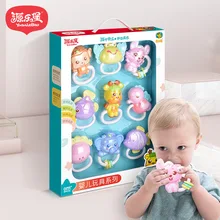 Buy Baby Toys 0~12 Months Newborn Baby Teething Teether Set Toy Cute Elephant Baby Bell TPU Gutta Percha Baby Teethers Chew Toy Gift Free Shipping