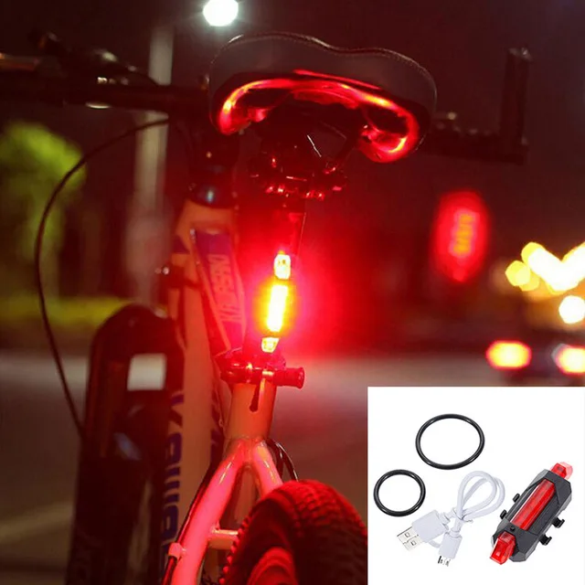 Велосипедный задний светильник, перезаряжаемый задний светильник, велосипедный светодиодный usb-фонарь, Предупреждение о безопасности, велосипедный светильник, водонепроницаемый светильник для велоспорта - Цвет: Red