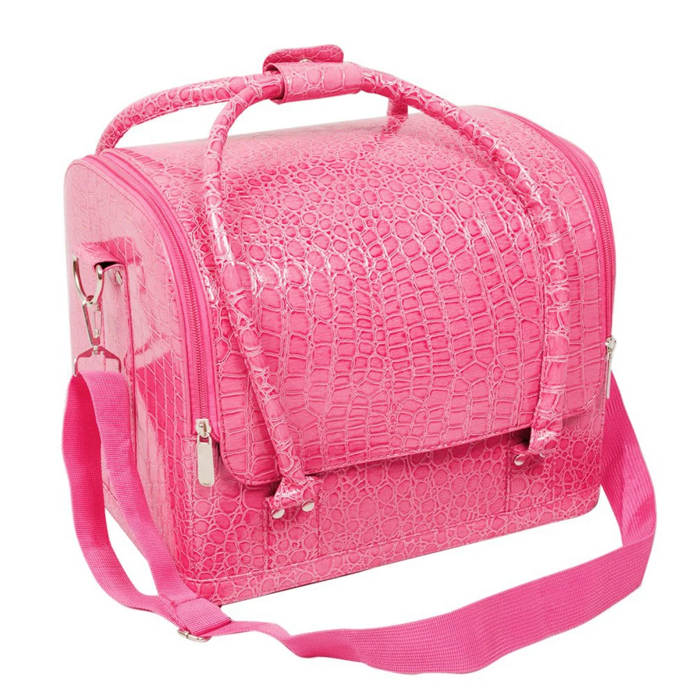 

Beauty Vanity Makeup Cosmetic Box Case Nail Polish Storage Make up Box (Croc Pink)