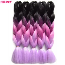 Feilimei Japanese Fiber Jumbo Braids 24″ 60cm 100g/pc Ombre Braiding Hair Bulk Bundles Synthetic Crochet Hair Extensions