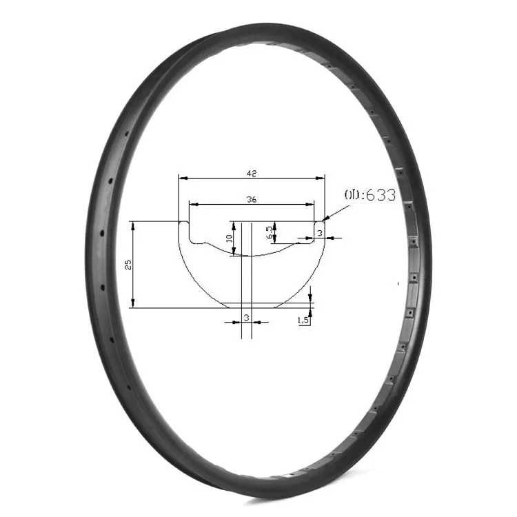 Hookless 29er snow fat bike rim full carbon fiber mountain bike rim