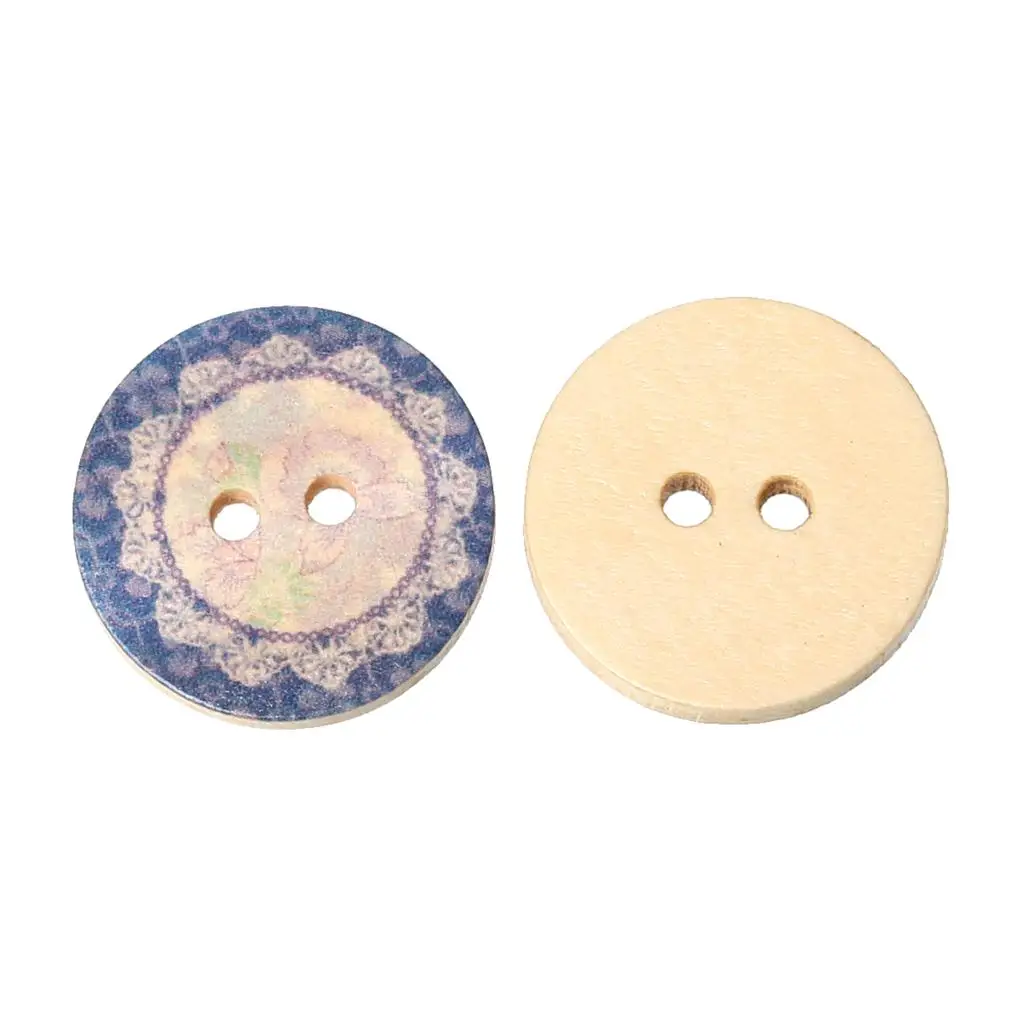 

Wood Sewing Button Scrapbooking Round Purple Two Holes Flower Pattern 25mm(1")Dia,5 PCs 2015 new