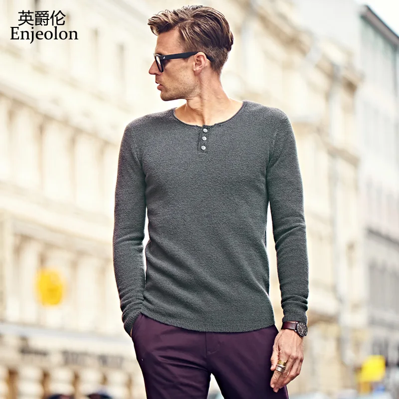 

Enjeolon brand top fall autumn knitted pullovers Sweater man,Cotton solid clothes o-neck pullover Sweater MY3212