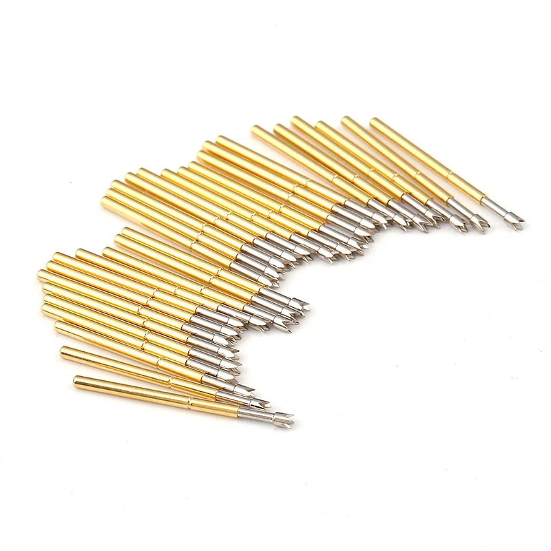 100Pcs P160-Q2 Nickel Plated Springs Test Probe Brass Tube Outer Diameter 1.36mm Total Length 24.5mm Electronic Test Probe Tool