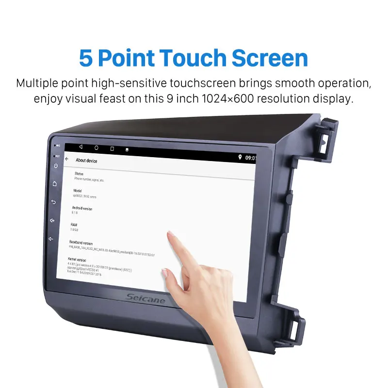 Top Seicane 9 Inch Quad-core Android 8.1 for 2012 HONDA CIVIC Right Hand Drive Car Radio GPS Navigation Unit Player Mirror link 2