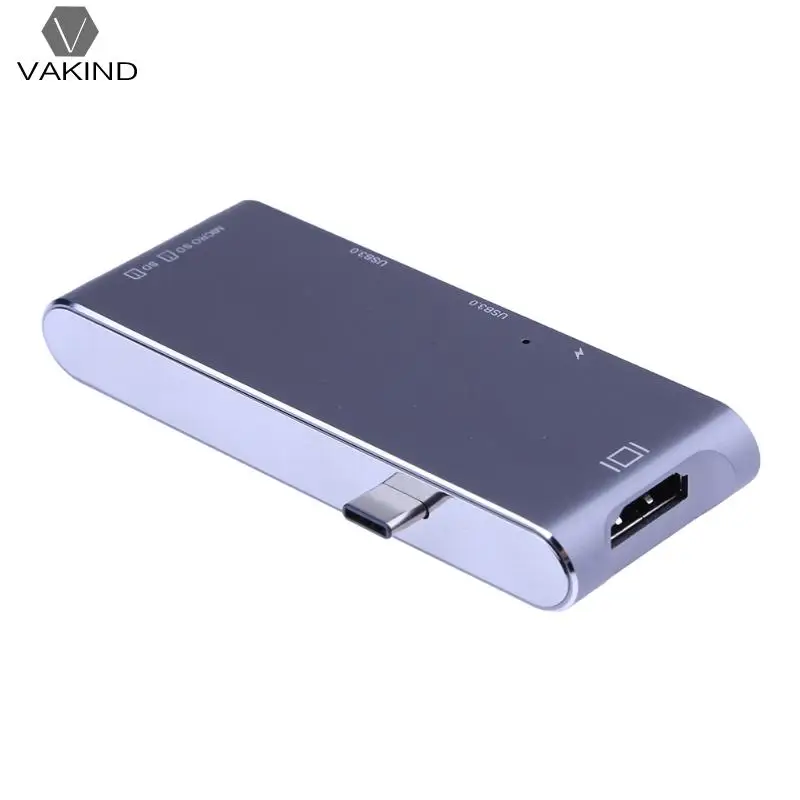 USB-C tipo-c 3.1 a 2 USB 3.0 Hub sd/lector de tarjetas TF W/4 K HDMI PD puerto de carga multifunción aleación de aluminio lector de tarjetas - 2