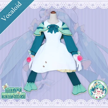 

Anime! Vocaloid Miku Winter Lovely Dress Lolita Uniform Cosplay Costume Halloween Carnival Suit For Women 2019 New Free Shipping