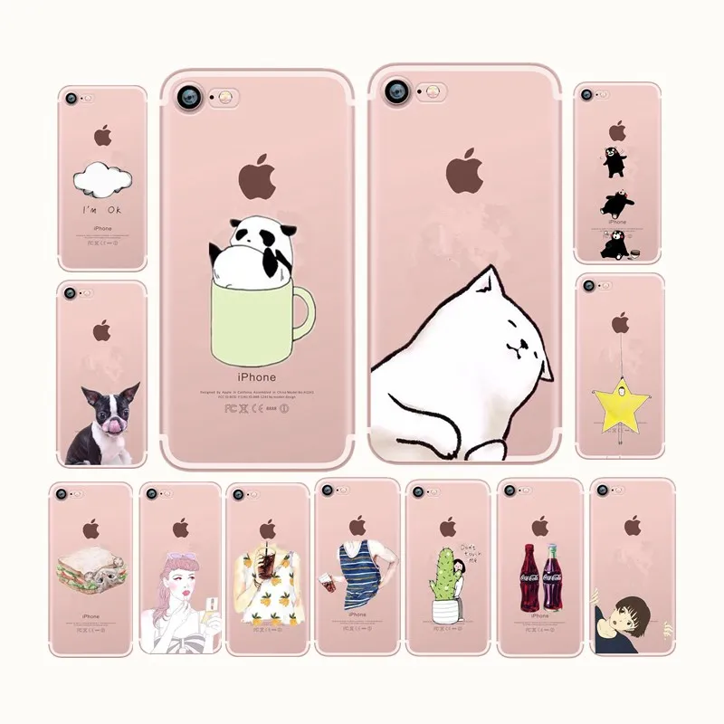 2018 милый мультфильм мягкий ясности TPU чехол для iPhone 8 Мода силиконовая 7 6 s X плюс 5 5S
