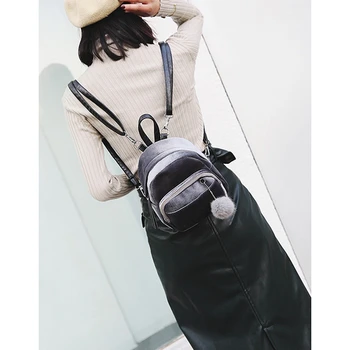 

Backpack Women Fashion Small Mini Backpack Solid Women Girls Travel School Bag For Women Rucksack With Mini Fur Ball