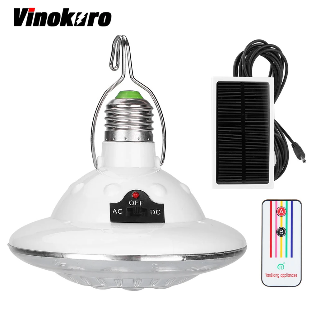 

22LEDs Remote Control Flying Saucer Shape LED Solar Light Energy Saving Lamp Outdoor Camping Bulb Garden Safety Lamp E27 AC220V