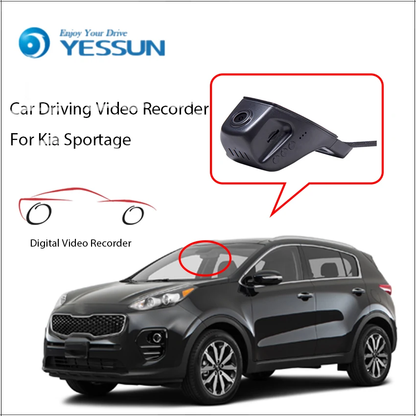 YESSUN Автомобильный видеорегистратор Цифровой видеорегистратор для Kia Sportage фронтальная камера Dash HD 1080P не обратная парковочная камера