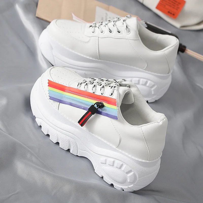 

Casual White Shoes Women Chunky Sneakers Platform zapatos de mujer 2019 chaussures femme Ladies footware Patchwork Breathable