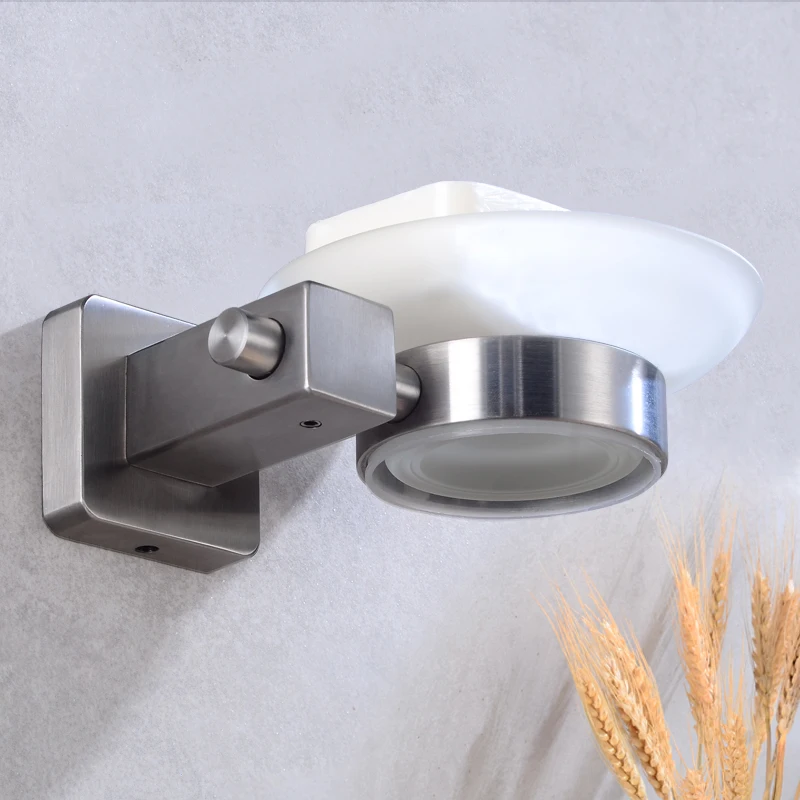 Soap Holder Shower Stainless Steel Soap Dish Storage Rack Wall Mounted Soap Dishes Box Glass Tray Creative Bathroom Shelf Corner