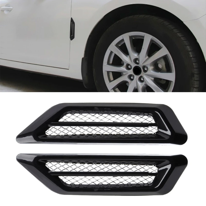 

1 Pair Universal Car Styling Car Air Intake Flow Vent Fender Decoration Stickers Side Mesh Cover Hood Bonnet ABS New