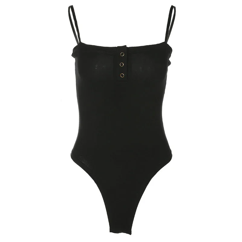 Sexy Black Bodycon Sleeveless Backless Bodysuit Summer Skinny Knitted