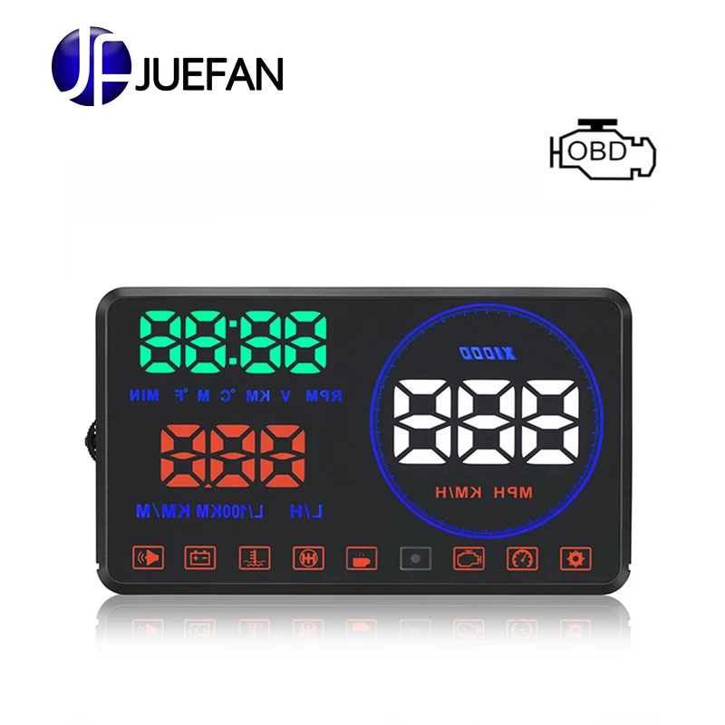 

JUEFAN M9 OBD II HUD projector Plug and play car speed projector Head UP display Windshield Digital Fatigue reminder Speed alarm