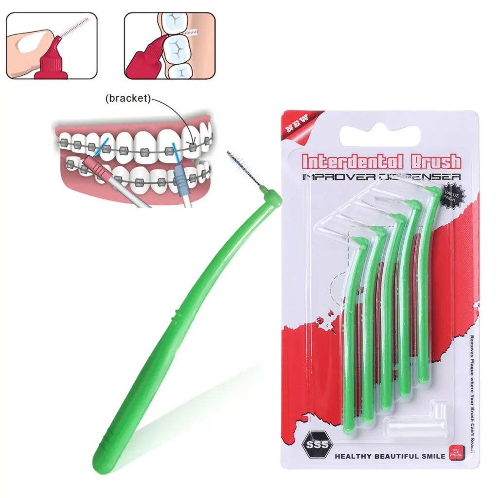 

5Pcs L Shaped Interdental Brush Toothbrushes Soft Dental Interdental Oral Care