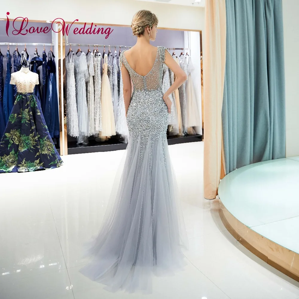 Ilovebridal Самые Красивые Тяжелые бисеры Серебряный Тюль Сделанные на заказ русалки