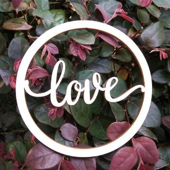 

10pcs Wood Love Script Word Sign Laser Cut Unfinished Round Circle Wooden Greeting Signs Cursive Words Room Wedding Decors
