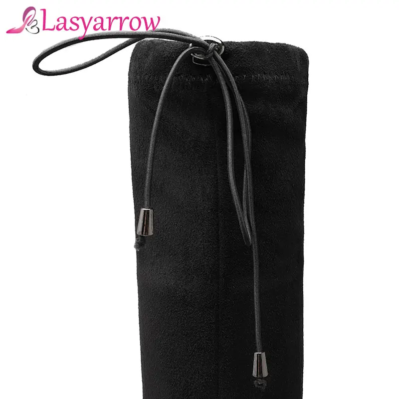 Lasyarrow/модные сапоги выше колена на очень высоком каблуке с водонепроницаемой