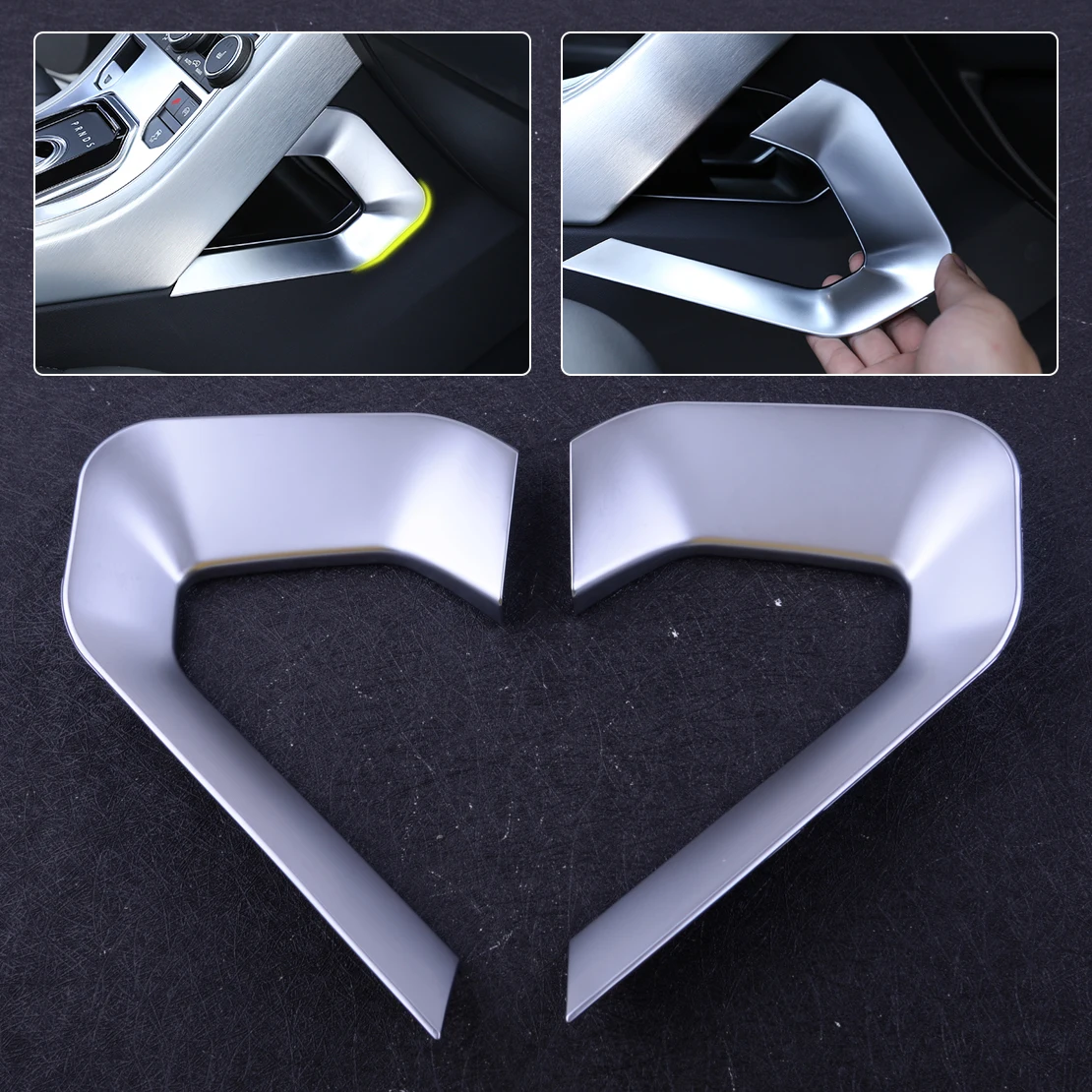 

CITALL 1 Pair Central Decoration U Shape Frame Cover Trim Silver ABS Fit For Land Rover Range Rover Evoque 2012-2016 2017 2018