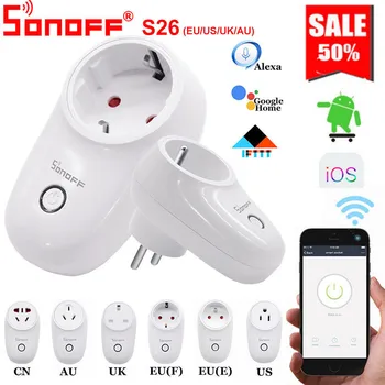 

Sonoff S26 Sonoff Basic WiFi Wireless Smart Socket CN/AU/EU/UK/US Plug Smart Home Switch Power Sockets Work With Alexa Google