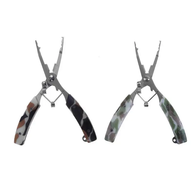 

Stainless Steel Camouflage Fishing Pliers Shears Line Cutter Removing Hook Fishing Clamp Split Multifunction Fishing Tackle Tool