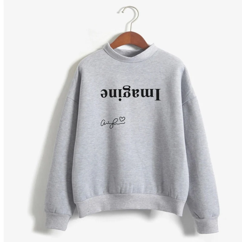 Подписанный Ариана Гранде вдохновил Imagine Hoodie для женщин Crewneck спасибо следующий Толстовка Merch топы с длинными рукавами