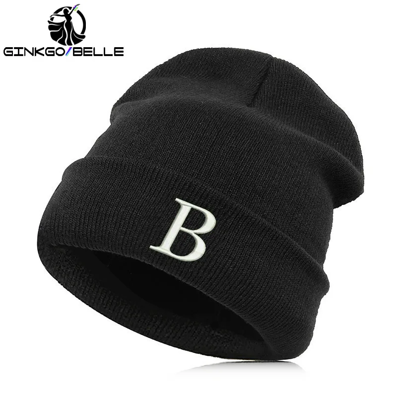 Beanie шляпа Skullie Кепки смутная зима вышивка в стиле панк Для мужчин Для женщин для мальчиков и девочек подростков уличных танцев-алфавит B