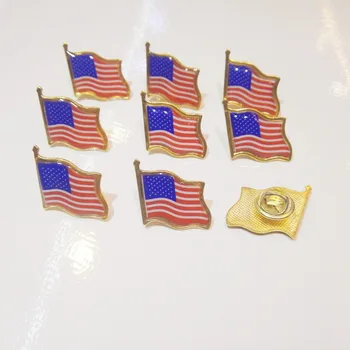 

500 PCS/Lot American Flag Metal Badge Brooches pins for women and men Creative Metal Badge Brooch jewelry Free shipping