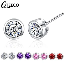 CUTEECO европейские минималистичные круглые циркониевые серьги-гвоздики для женщин подходят модные серьги для девочек модные ювелирные изделия вечерние подарки