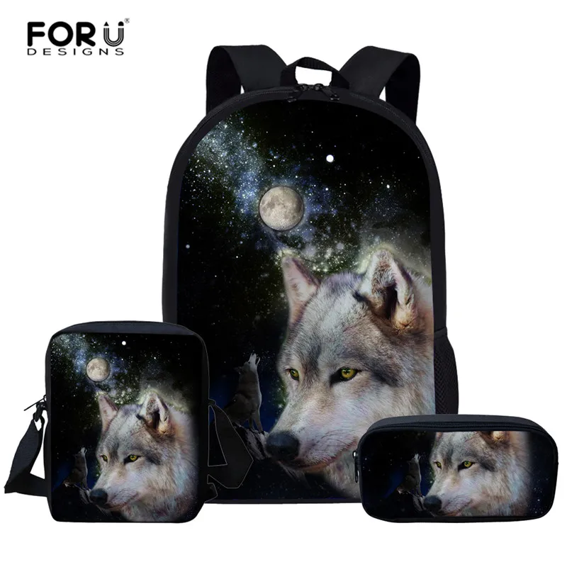 CC3709CEK FORUDESIGNS/детский школьный рюкзак с принтом «Ночной Волк»; детские школьные ранцы для мальчиков и девочек; Mochila Infantil - Цвет: CC3709CEK