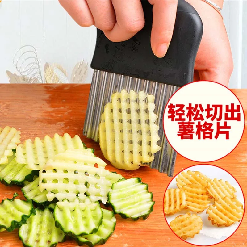 Нож для картошки фри из нержавеющей стали+ ПП картофельные чипсы делая Овощечистка резалка для овощей Кухонные аксессуары Ножи Инструмент для фруктов нож