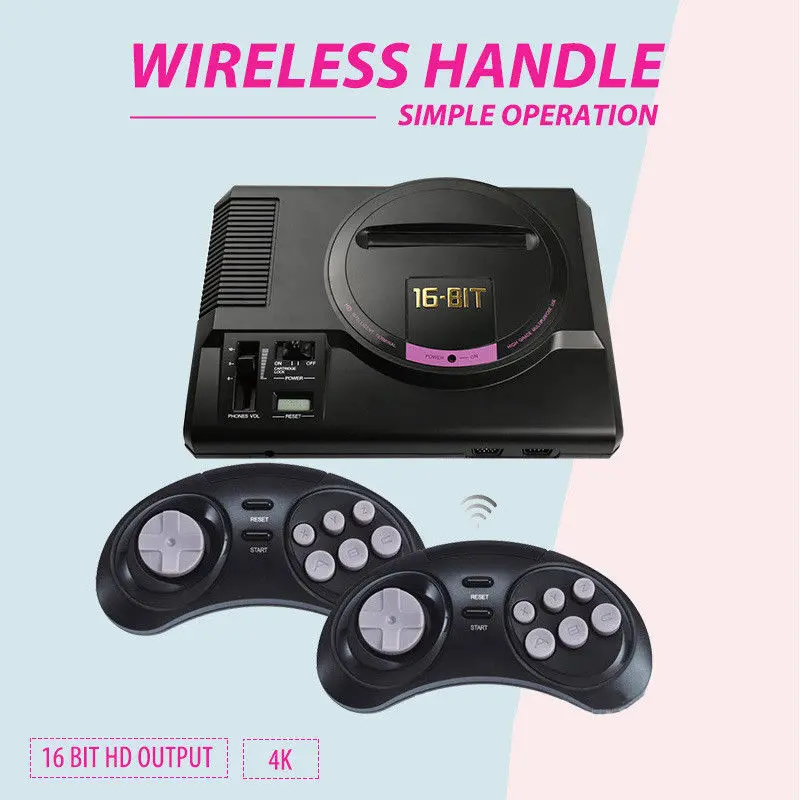 

HDMI 16 bit Video Game Console SEGA MEGA DRIVE 1 Genesis High definition HDMI TV Out with 2.4G wireless controlle cartridge