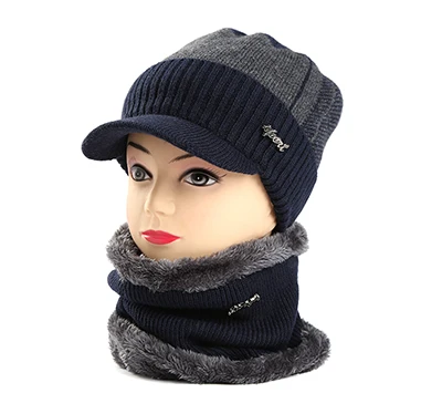 Новые зимние шапки Skullies Beanies, зимние шапки бини для мужчин и женщин, шерстяной шарф, шапки, Балаклава, маска, шапка, вязаная шапка - Цвет: Синий