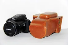 Free Shipping High Quality PU Leather Camera Case Bag Cover for Nikon Coolpix P900s P900 digital camera Brown