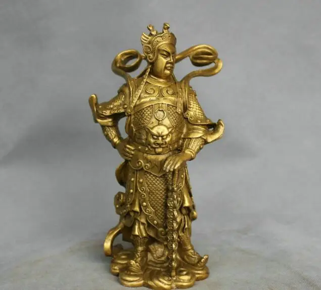 

free 10" China Bronze Warrior Door Guardian Protector General Qin Qiong Brass Statue fast
