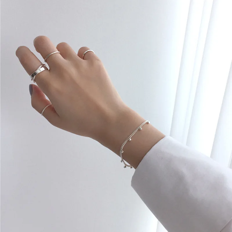 Minimalism Lady's Pure 925 Sterling Silver Rings Double Interlock Circle Geometric Ring Fine Jewelry Party J19