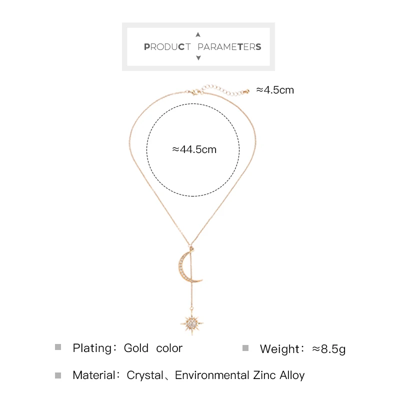 Простой дизайн кристалла Луна/звезда длинный кулон ожерелье для женщин ручной работы очаровательный подарок на свидание ожерелье, ювелирные аксессуары