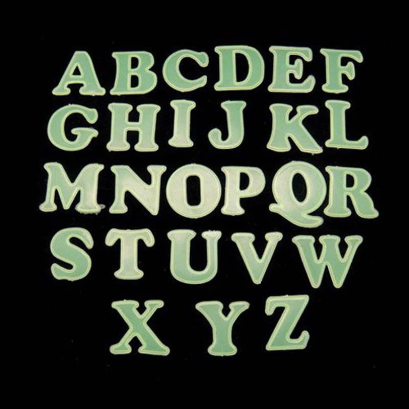 

26 English Alphabet Letter Luminous Fluorescent Glow In The Dark Removable Wall Stickers For Kids Rooms Home Decoration