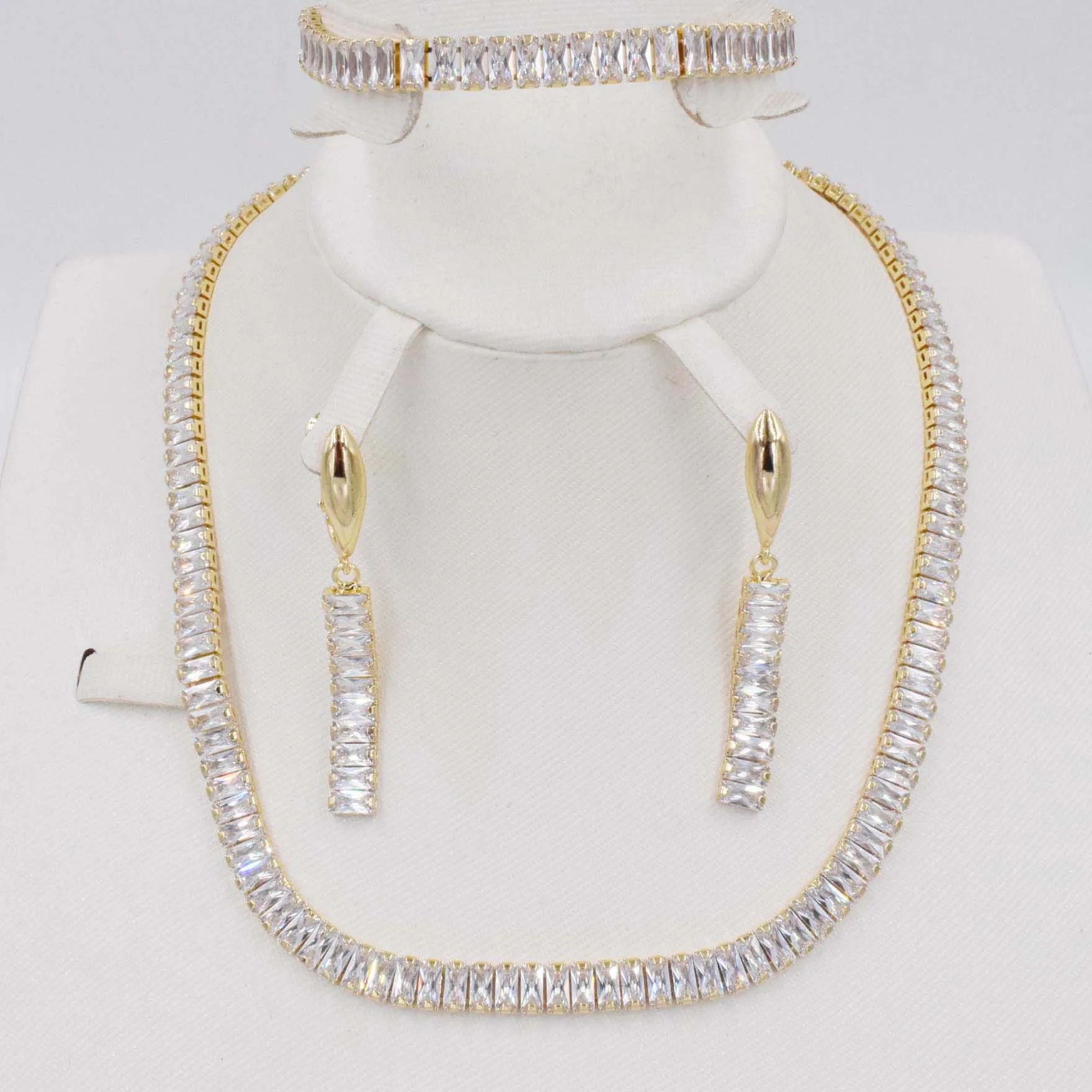 

2020 Luxury Zircon Parure Bijoux Femme Dubai Gold Earrings Necklace Sets Fashion Indian African Jewelry For Women