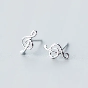 

Small tinny earrings 1pair Real. 925 Sterling Silver Jewelry Treble Clef & Music musical notes stud Earrings GTLE918
