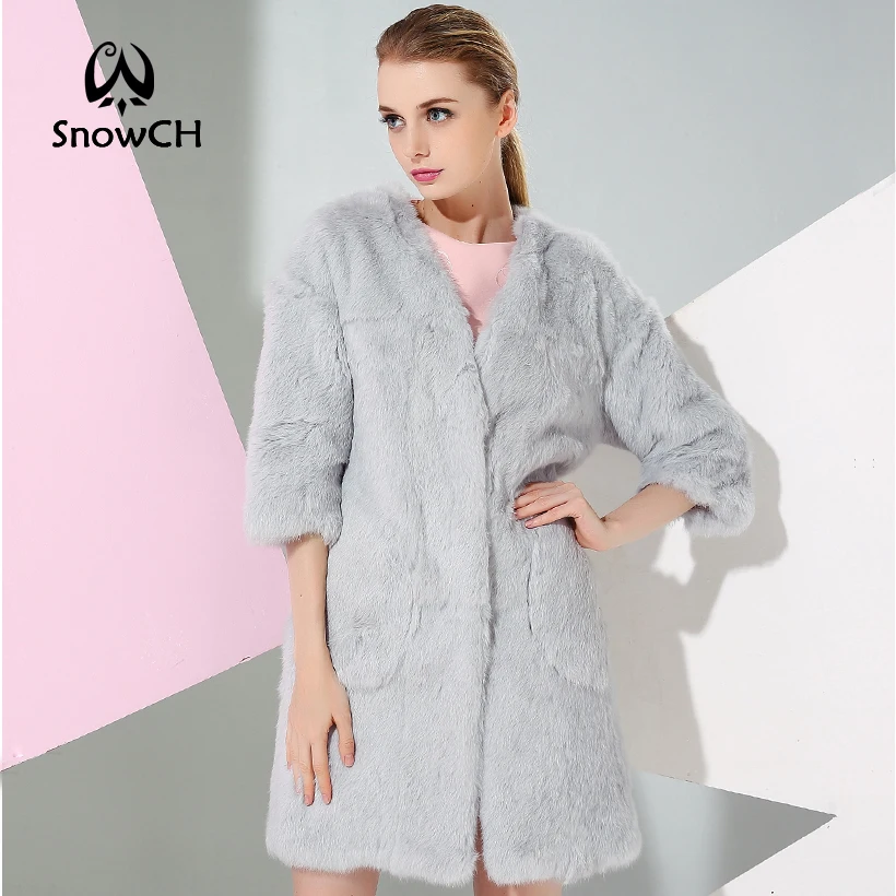 

New Genuine Rabbit Fur Coat women full pelt rabbit fur jacket winter fur waistcoats with pocket customized plus size F975