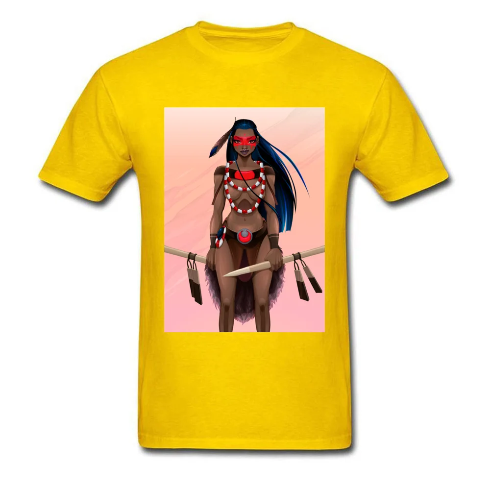 Amazon warrior 100% Cotton Normal Tops Shirt Prevalent Short Sleeve Men Tshirts Casual Mother Day Clothing Shirt Round Neck Amazon warrior yellow