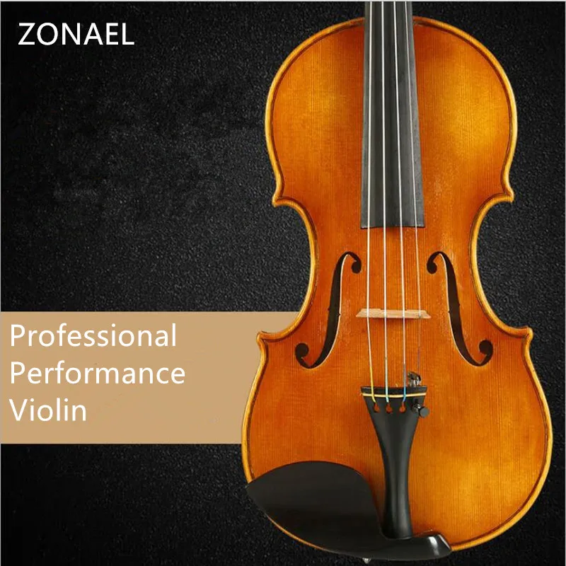

ZONAEL Solo Violin 4/4 spruce wood Matte Finish Solid Wood Violin Craft Stripe Violino Professional performan