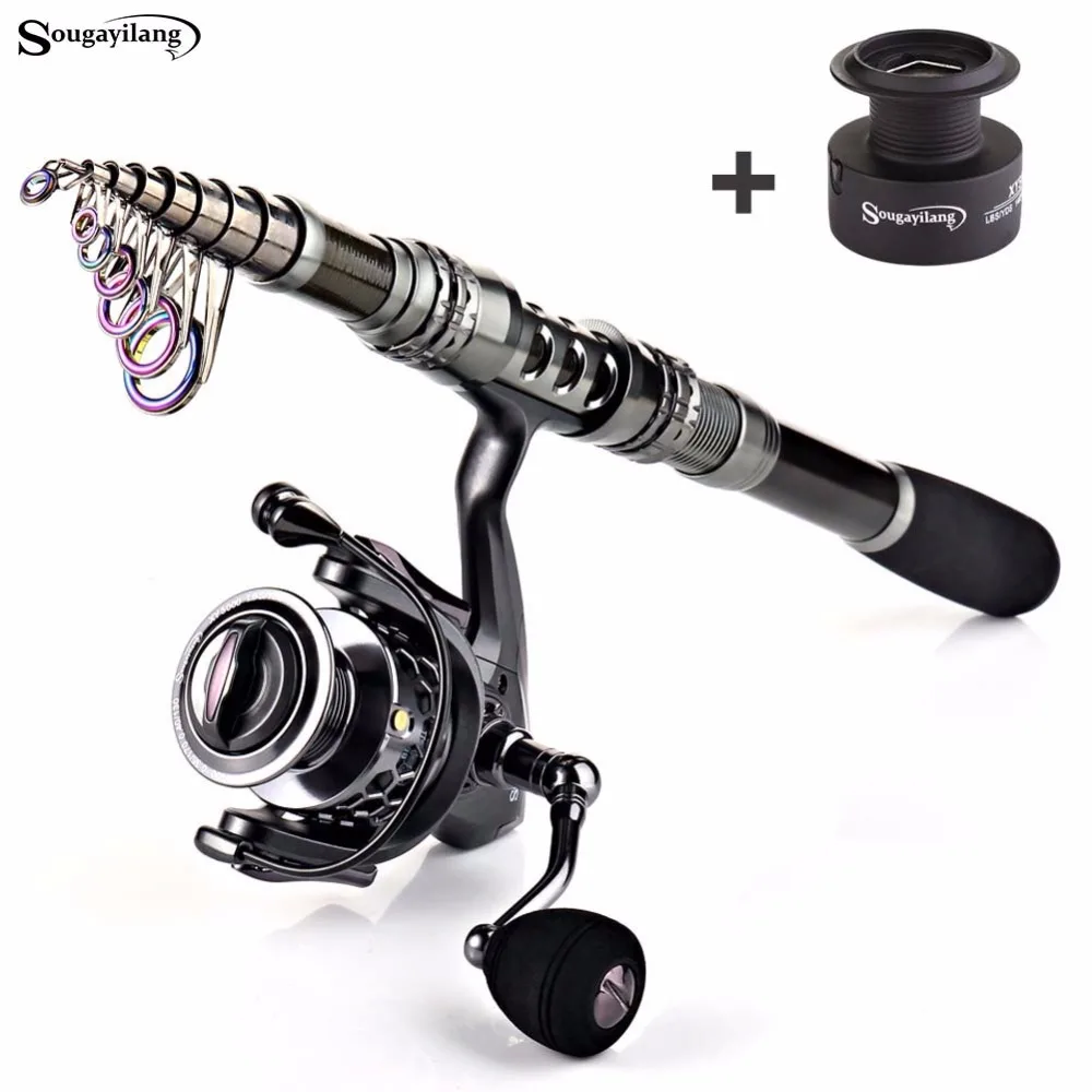 Sougayilang Spinning Fishing Rod and Reel Combos Portable Telescopic Fishing Pole Spinning Reels