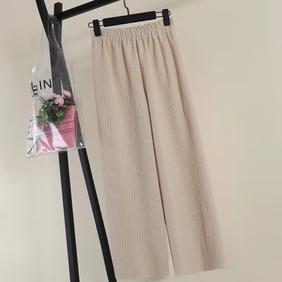 Новые осенние зимние женские однотонные брюки кэжуал свободные широкие брюки женские эластичные шерстяные брюки с высокой талией длинные брюки AB1173 - Цвет: apricot