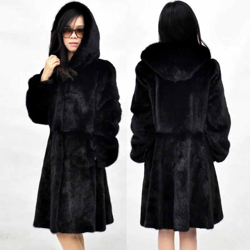 

2019 Autumn winter new mink coat imitation fur coat long warm winter cap windbreaker Europe and the United States code S-6XL