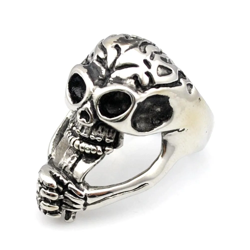 

CHIMDOU 2016 New Cool Retro Polished Stainless Steel Skull Ring Men's Rock Punk Biker Rings Wholesale,AR424